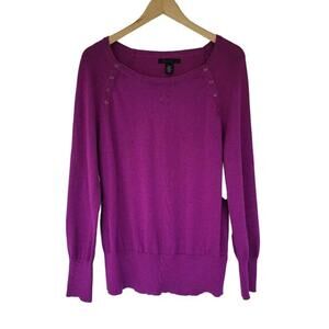 Kenneth Cole Magenta Long Sleeve Pullover Sweater Womens Size L Round Neck Soft